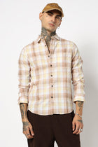 PEACH MADRAS CHECKERED SHIRT-Shirt - 250531178