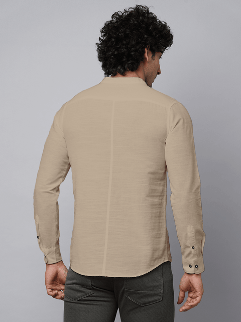 Peach Mandarin Collar Kurta Shirt - Kurta - 230725393