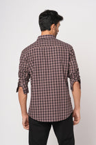PEACH MELANGE CHECKERED OXFORD SHIRT-Shirt - 251032908
