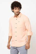 Peach Solid Cotton Shirt - Shirt - 230324466