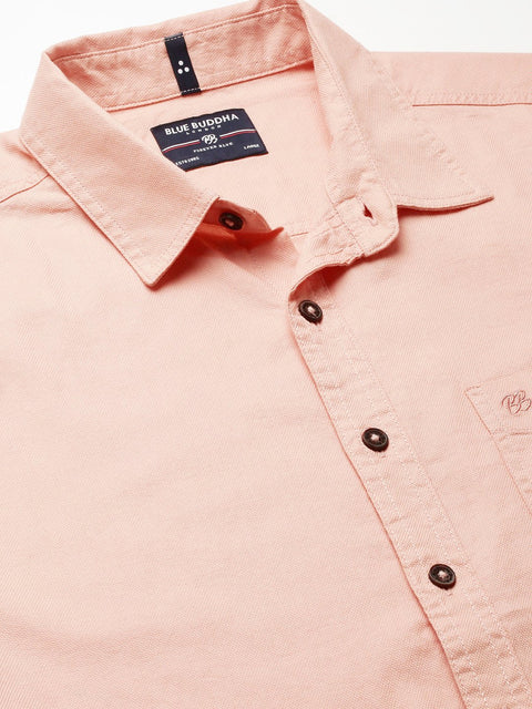 Peach Solid Cotton Shirt - Shirt - 230324430