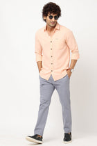 Peach Solid Cotton Shirt - Shirt - 230324466