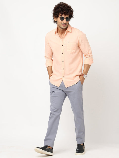 Peach Solid Cotton Shirt - Shirt - 230324466