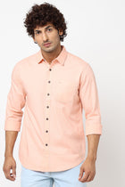 Peach Solid Cotton Shirt - Shirt - 230324430