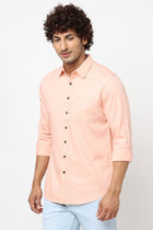 Peach Solid Cotton Shirt - Shirt - 230324430