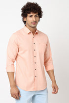 Peach Solid Cotton Shirt - Shirt - 230324430