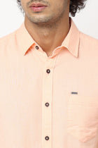 Peach Solid Cotton Shirt - Shirt - 230324466