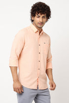 Peach Solid Cotton Shirt - Shirt - 230324466