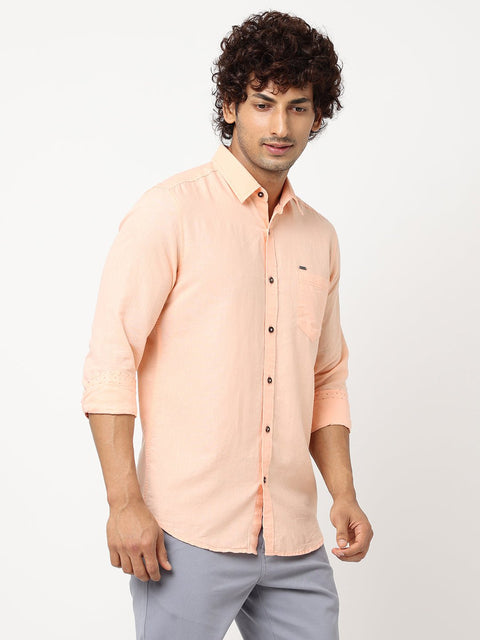 Peach Solid Cotton Shirt - Shirt - 230324466