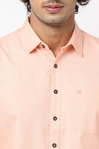 Peach Solid Cotton Shirt - Shirt - 230324430