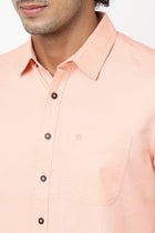 Peach Solid Cotton Shirt - Shirt - 230324430