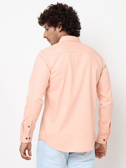 Peach Solid Cotton Shirt - Shirt - 230324430