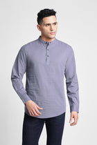 Pewter Solid Cotton Kurta Shirt - Kurta - 240126508