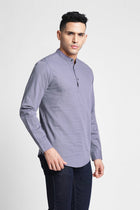 Pewter Solid Cotton Kurta Shirt - Kurta - 240126508