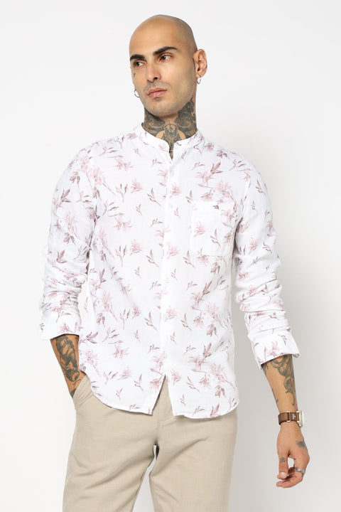 PINK BOTANICAL FLORAL PRINTED SHIRT-Shirt - 250731847