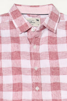 PINK GINGHAM CHECKERED HALF SLEEVE SHIRT-Shirts - 250631442