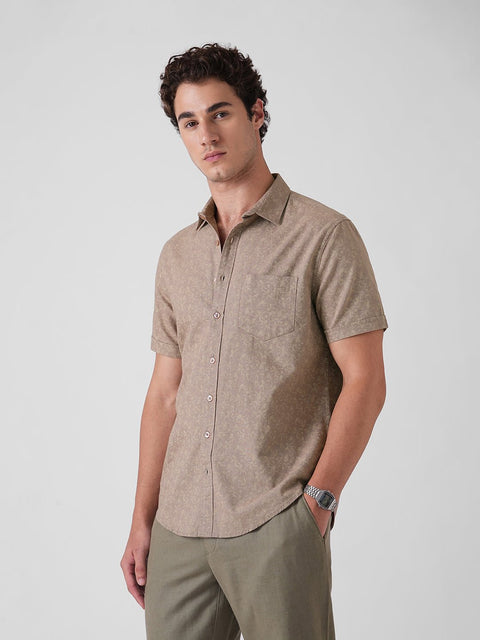PINK PRINTED OXFORD HALF SLEEVE SHIRT-Shirt - 260134596