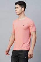 Pink Round Neck Solid T-Shirt - T-Shirt - 230200061