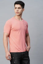 Pink Round Neck Solid T-Shirt - T-Shirt - 230200061