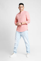 Pink Solid Cotton Kurta Shirt - Kurta - 240120021