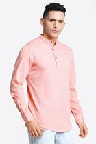 Pink Solid Cotton Kurta Shirt - Kurta - 240120021