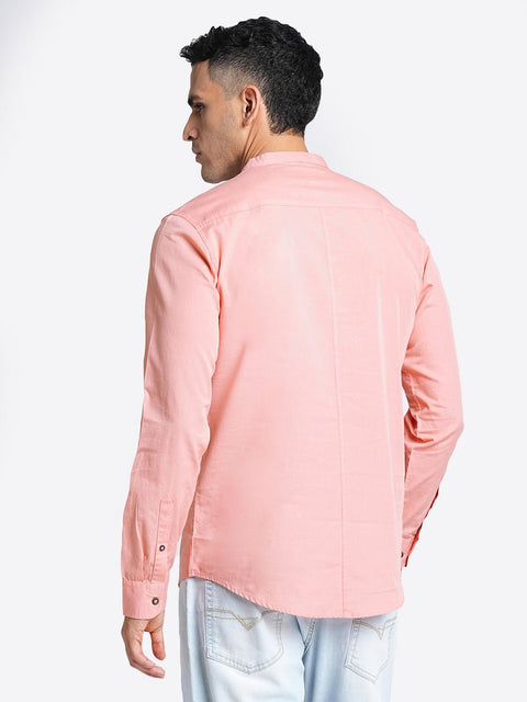 Pink Solid Cotton Kurta Shirt - Kurta - 240120021