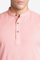 Pink Solid Cotton Kurta Shirt - Kurta - 240120021