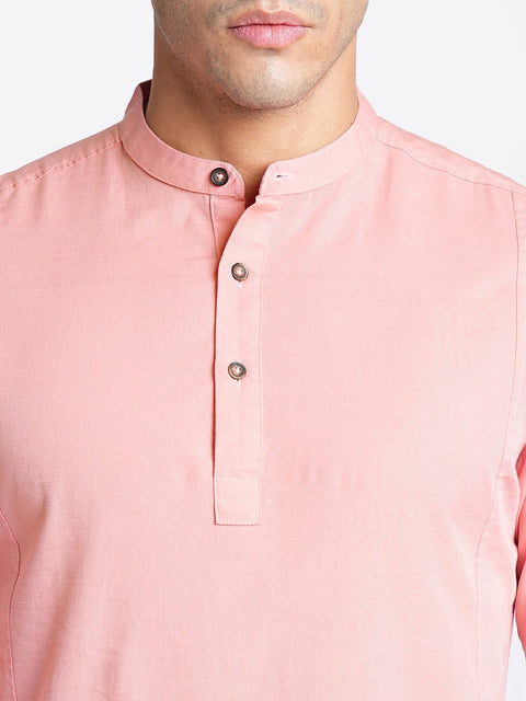 Pink Solid Cotton Kurta Shirt - Kurta - 240120021