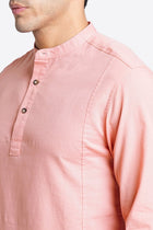 Pink Solid Cotton Kurta Shirt - Kurta - 240120021