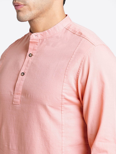 Pink Solid Cotton Kurta Shirt - Kurta - 240120021