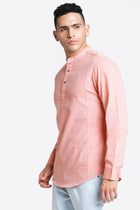 Pink Solid Cotton Kurta Shirt - Kurta - 240120021