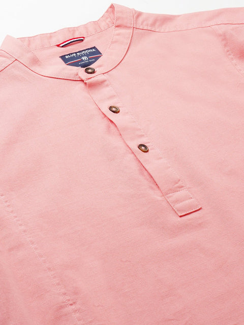 Pink Solid Cotton Kurta Shirt - Kurta - 240120021