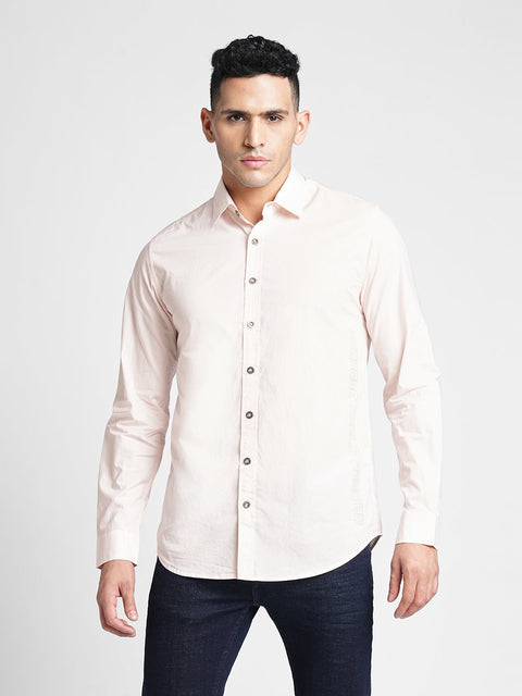 Pink Solid Cotton Shirt - Shirt - 230524808