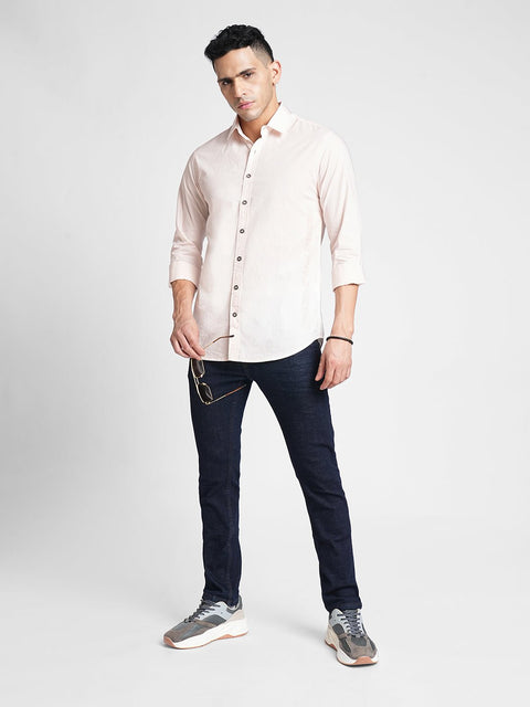 Pink Solid Cotton Shirt - Shirt - 230524808