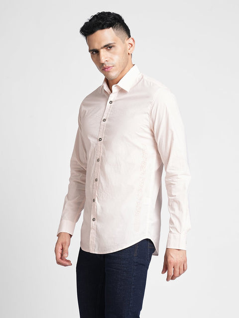 Pink Solid Cotton Shirt - Shirt - 230524808