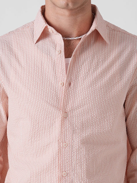 PINK STRIPE SEERSUCKER SHIRT-Shirt - 260235195