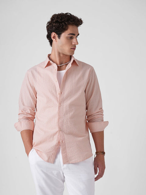 PINK STRIPE SEERSUCKER SHIRT-Shirt - 260235195
