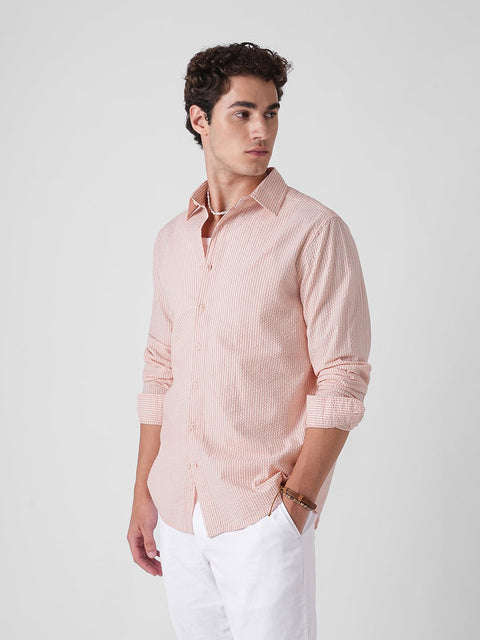 PINK STRIPE SEERSUCKER SHIRT-Shirt - 260235195