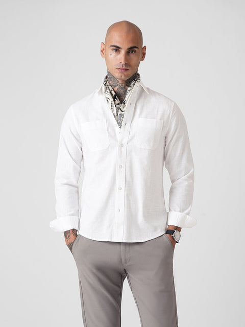 PLAIN SLUB TAILORED FULL SLEEVE SHIRT-Shirt - 260134960