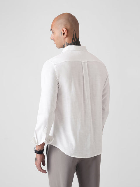 PLAIN SLUB TAILORED FULL SLEEVE SHIRT-Shirt - 260134960