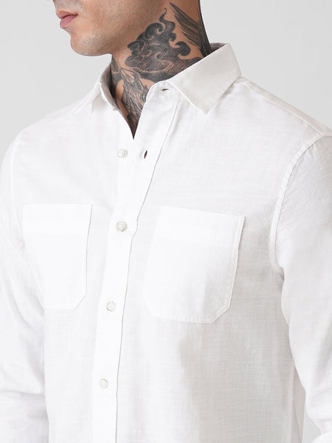PLAIN SLUB TAILORED FULL SLEEVE SHIRT-Shirt - 260134960