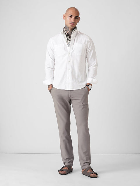 PLAIN SLUB TAILORED FULL SLEEVE SHIRT-Shirt - 260134960