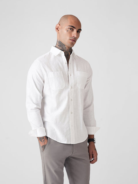 PLAIN SLUB TAILORED FULL SLEEVE SHIRT-Shirt - 260134960