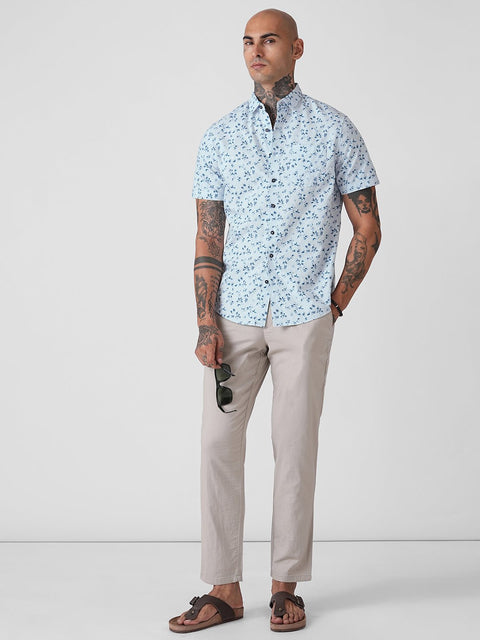 PRINTED OXFORD TAILORED HALF SLEEVE SHIRT-Shirt - 260134606