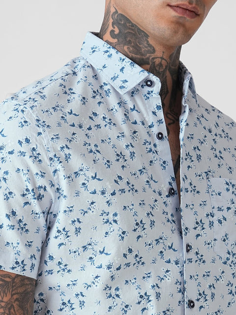 PRINTED OXFORD TAILORED HALF SLEEVE SHIRT-Shirt - 260134606