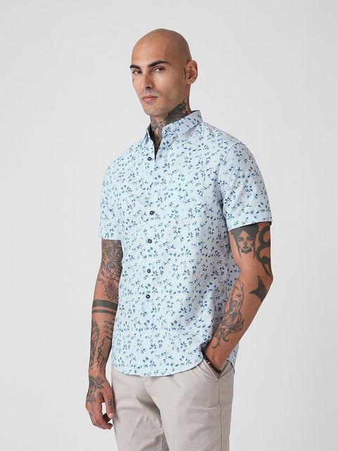 PRINTED OXFORD TAILORED HALF SLEEVE SHIRT-Shirt - 260134606