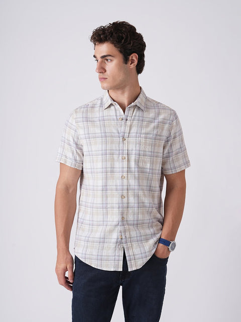 PURPLE CHECKERED SLUB SHIRT-Shirt - 260134746