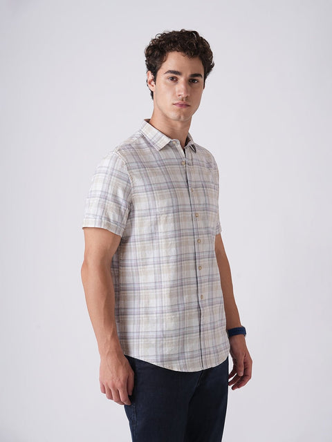 PURPLE CHECKERED SLUB SHIRT-Shirt - 260134746