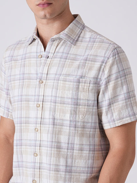 PURPLE CHECKERED SLUB SHIRT-Shirt - 260134746