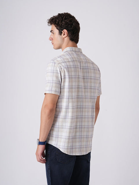 PURPLE CHECKERED SLUB SHIRT-Shirt - 260134746